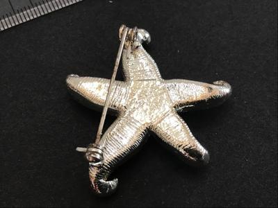 Gold Tone Rhinestone Starfish Brooch