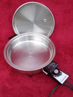Saladmaster electric skillet. Stainless Steel clad modern design.