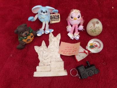 Collection of knick- knacks, cute! A “kiss” monster, snow globe & more.