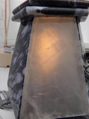 Small electric lamp made of marble and soap stone. It works.