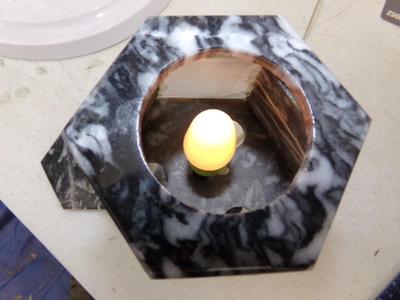 Small electric lamp made of marble and soap stone. It works.
