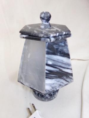 Small electric lamp made of marble and soap stone. It works.