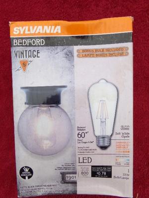 (1of2) SYLVANIA Bedford ceiling light fixture. NEW IN BOX. W/LED bulb.