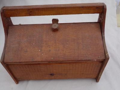 Craft made sewing box. About 10"Lx7-1/2Wx8-1/2T.