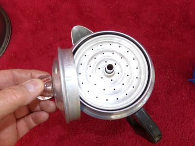 Classic vintage stove top 6 cup coffee percolator. It’s all there and . . .