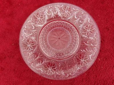 VTG sandwich serving plate. Looks like pressed crystal? VG to EX
