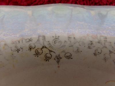 VTG/Antique glazed ceramic serving bowl, preadolescent sky blue . . .
