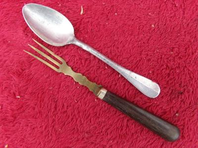 VTG 2 very unique table utensils, aluminum spoon & copper fork