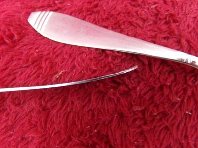 Pair of VTG traditional tea spoons, appear to be stainless steel, VERY thin stamped metal style.