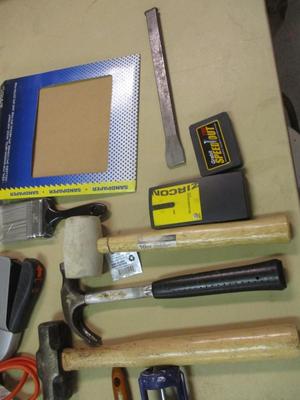 Sale Photo Thumbnail #1504: Assortment Of Hand Tools & Electrical Cords Caulk