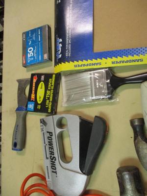 Sale Photo Thumbnail #1506: Assortment Of Hand Tools & Electrical Cords Caulk