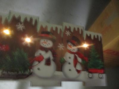 Sale Photo Thumbnail #441: Winter Snowmen Theme Light Up Wooden Panel