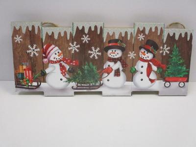 Sale Photo Thumbnail #437: Winter Snowmen Theme Light Up Wooden Panel