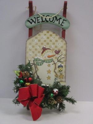 Sale Photo Thumbnail #426: Snowman Hand Painted Winter Wooden Sleigh Christmas