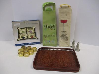 Sale Photo Thumbnail #1895: Wine Holders Pewter Salt & Pepper Shakers Napkin Holders