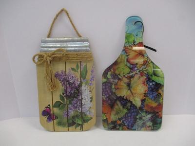 Sale Photo Thumbnail #200: Glass Cutting Board Wine Bottle Shaped & Flower Wall Decor Shaped As A Jar