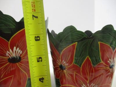 Sale Photo Thumbnail #226: Vintage Pair Of Metal Poinsettia Planters