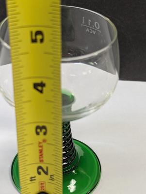 Sale Photo Thumbnail #417: The Luminarc France Dark Green Stem Beehive Wine Cordial Glasses are elegant and stylish drinkware pieces perfect for serving wine or other cordial beverages. Made in France by the reputable brand Luminarc, these cordial glasses feature a unique beehive d