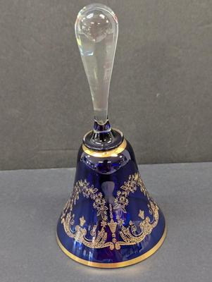 Sale Photo Thumbnail #271: Vintage Czech Bohemian Cobalt Blue Gold Bell