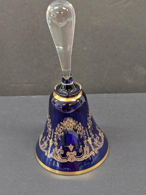 Sale Photo Thumbnail #272: Vintage Czech Bohemian Cobalt Blue Gold Bell