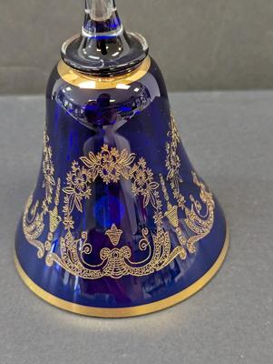 Sale Photo Thumbnail #274: Vintage Czech Bohemian Cobalt Blue Gold Bell