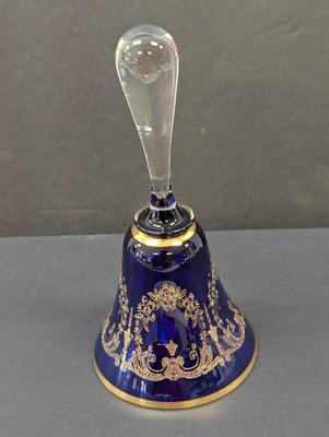 Sale Photo Thumbnail #273: Vintage Czech Bohemian Cobalt Blue Gold Bell