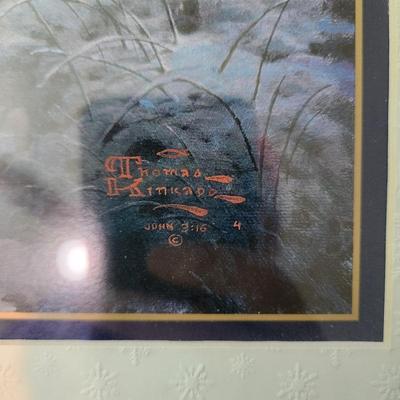 Thomas Kinkade Home is Where the heart Is III Winter scene Snowman 27x23