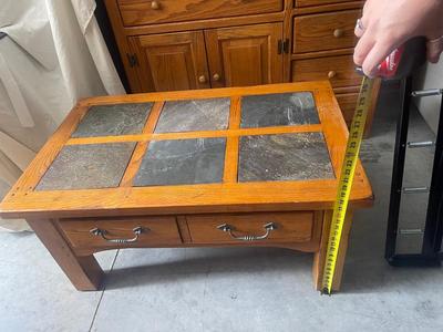 Sale Photo Thumbnail #892: Solid Wood and Stone Coffee Table