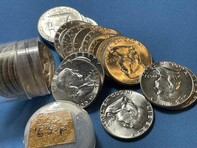 BU Roll of 20 1963-P Franklin Silver Half Dollars -BU Original Roll as Pictured. Satisfaction Guaranteed.