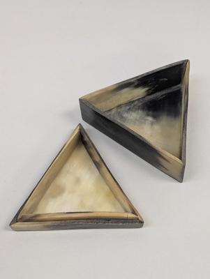 Triangle Horn Covered Trinket Box Signed "Pick" Jenkins Post TEX 1950 #1