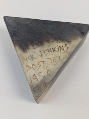 Triangle Horn Covered Trinket Box Signed "Pick" Jenkins Post TEX 1950 #1