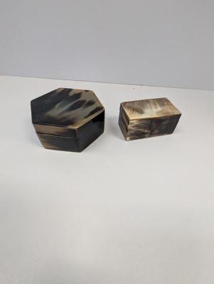 Octogen & Rectangle Horn Covered Trinket Boxes #3