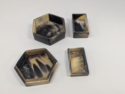 Octogen & Rectangle Horn Covered Trinket Boxes #3