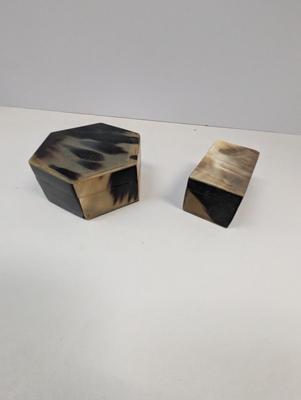 Octogen & Rectangle Horn Covered Trinket Boxes #3