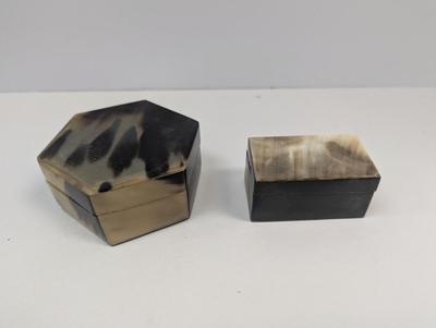 Octogen & Rectangle Horn Covered Trinket Boxes #3
