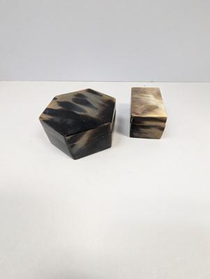 Octogen & Rectangle Horn Covered Trinket Boxes #3
