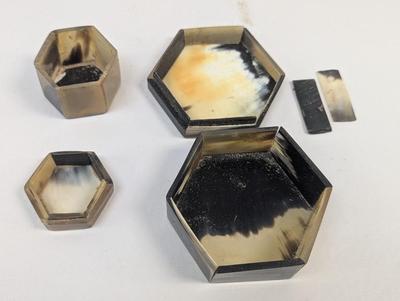 Pair Of Octogen Horn Covered Trinket Boxes #4