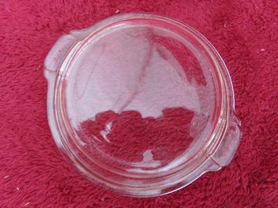 PYREX casserole lid/cover w/ tab/ear handles. Appears it would fit about a 6-1/2" I.D. casserole dish. VG