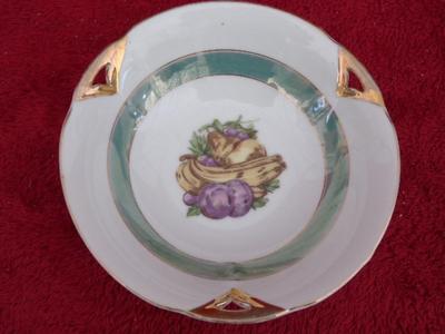 Beautiful VTG/Antique porcelain small dish w/aquamarine accent