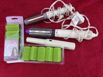 A group of hair care items.