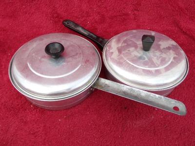 old egg poaching pans that have been used hard! For display only