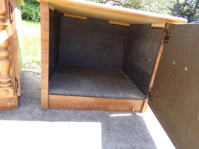 STORAGE! pair of cabinet style end tables w/storage & laminated top