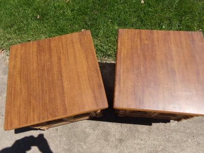 STORAGE! pair of cabinet style end tables w/storage & laminated top