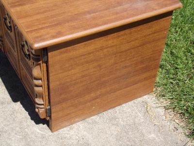 STORAGE! pair of cabinet style end tables w/storage & laminated top