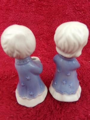 "Two little children" candle holders. Glazed ceramic. use any time.