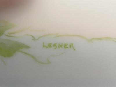 VTG post modern open butter server. Glazed ceramic, hand painted.