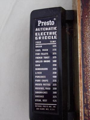 PRESTO Automatic Electric Griddle. It’s NOT teflon, it's well seasoned