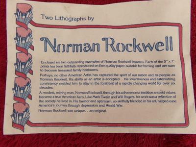 A pair of Norman Rockwell prints in good condition. 5"x7"s with frames.