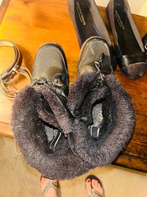 WOMENS BLACK W/P By TOTES SNOW BOOTS, SLIP ON SHOES AND BELTS