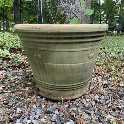O982 One Green Glazed Terracotta Pot